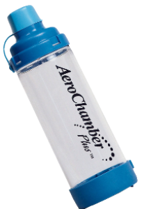 Clear plastic cylinder with blue plastic ends